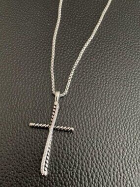 David Yurman Twisted Silver Cross Necklace